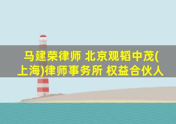 马建荣律师 北京观韬中茂(上海)律师事务所 权益合伙人